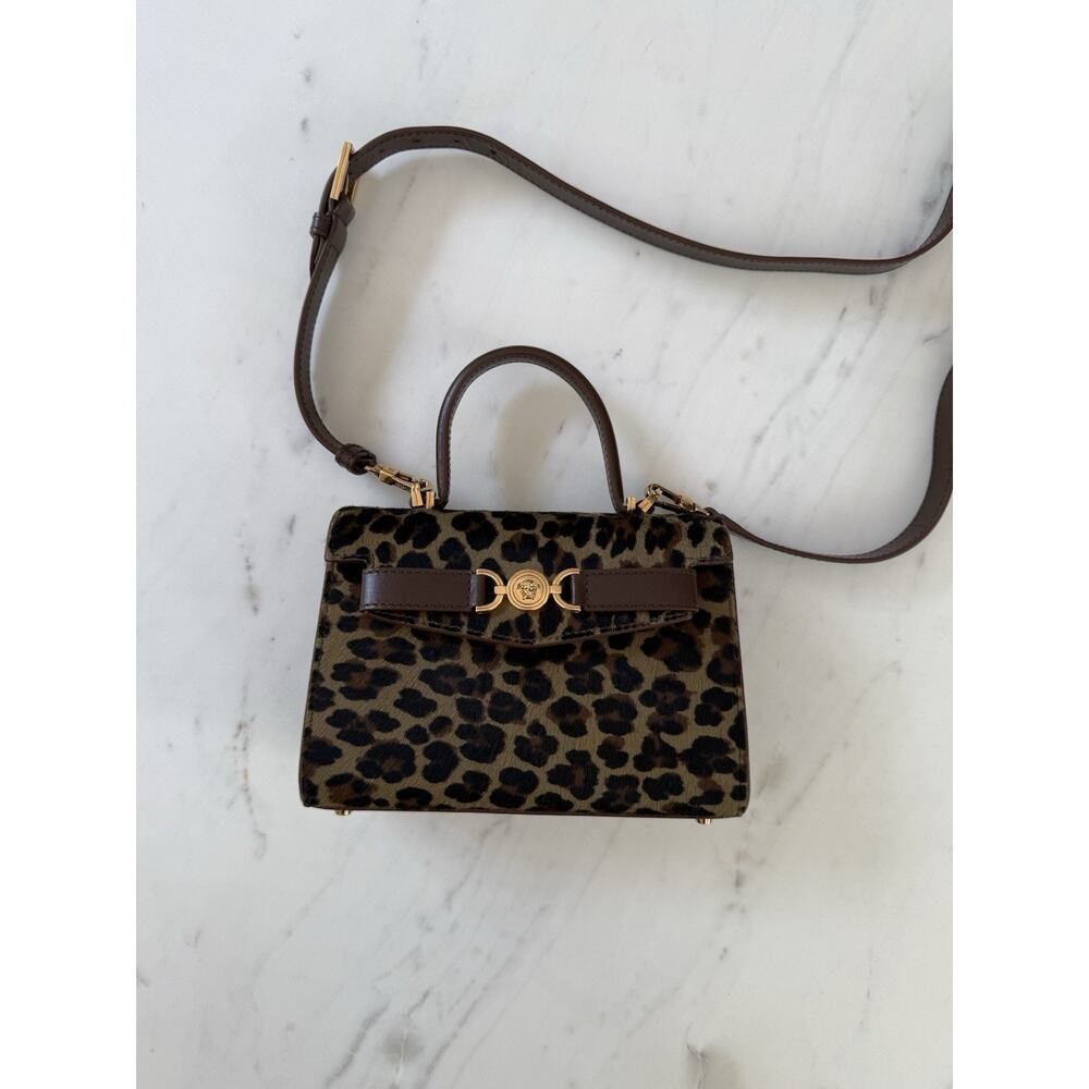 VERSACE Medusa Plaque Leopard Printed Top HANDLE Bag $ 2800 Retail - Picture 15 of 16